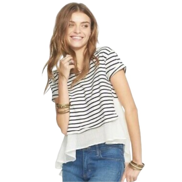 Free People Striped Knit Gauze Blouse - Picture 1 of 5